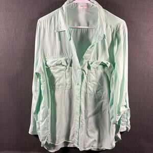 babaton women tencell lyocell top large mint button coastal beach vacation